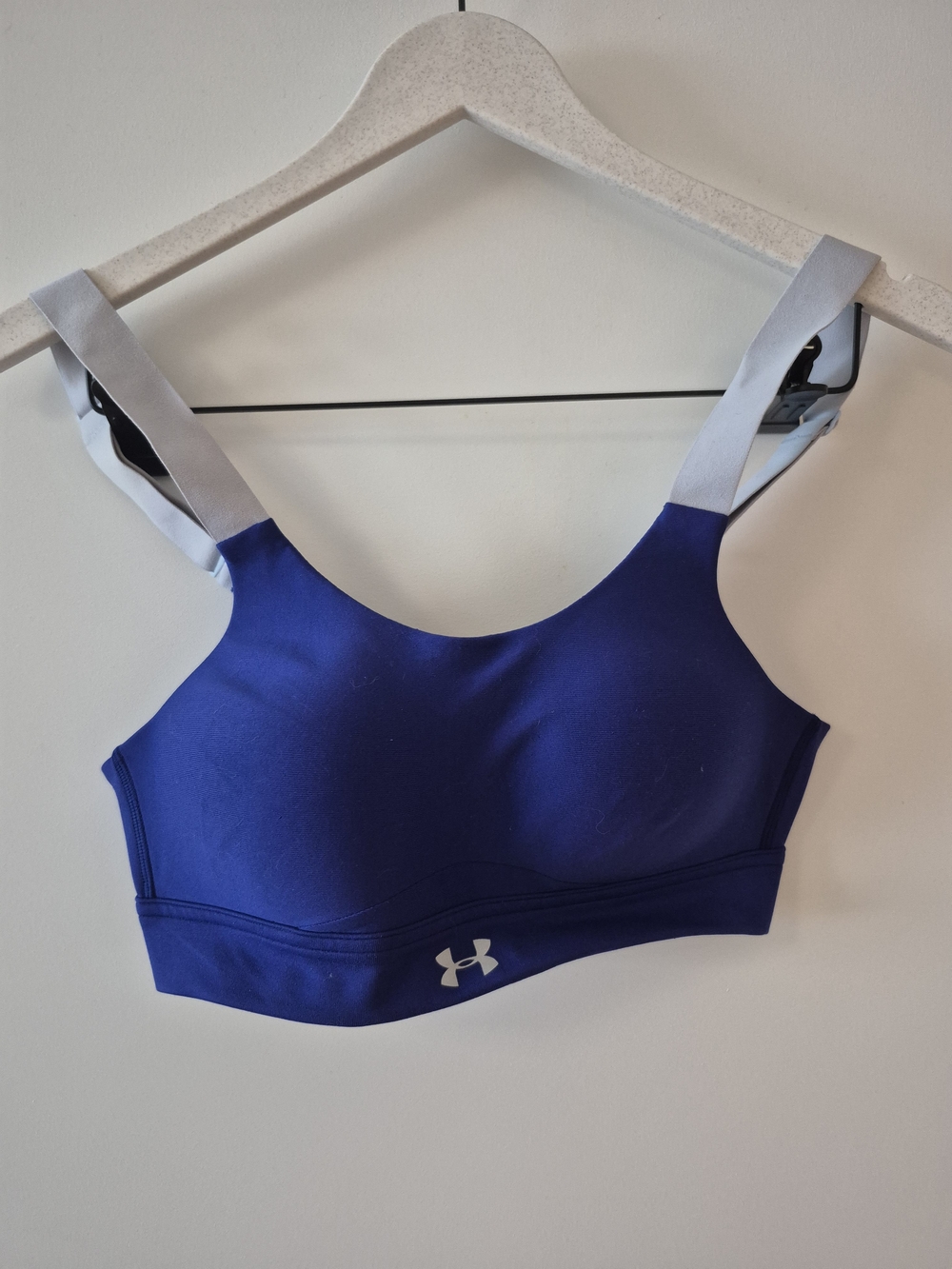 Under Armour Women's Sapphire Blue Sports Bra with Light Gray Straps